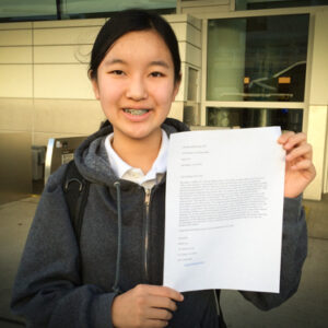 Grade 8 Students Letter-Writing Campaign Yields Tangible Results MS_MLin_SenatorLetterHNO