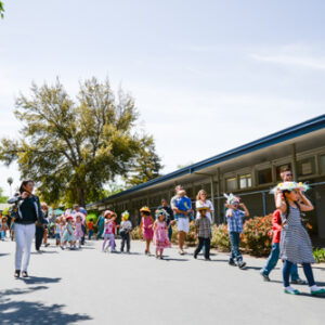 Kindergartners Proudly Display Homemade Headwear During Spring Hat Parade and Egg Hunt LS_KDG_HatParade_KC-45