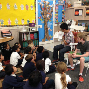 Upper School Students Read Stories to First Graders as Part of Ongoing Program LS_US_LeadandRead-KE-3