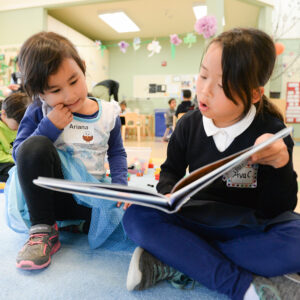 Preschool and grade 2 buddies exchange letters Photo by Mark Kocina