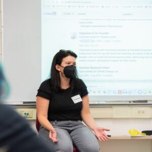 Daniela Lapidous '12 talks to Green Team on climate action Photo by Jane Snyder